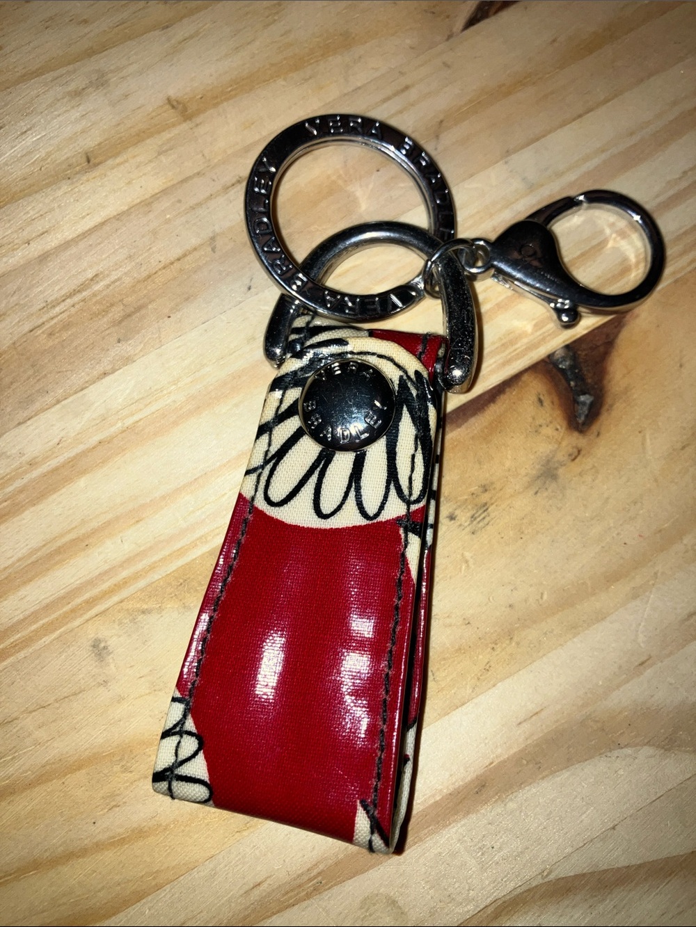 Vera Bradley Red and Cream Floral Key Holder with Metal Hardware